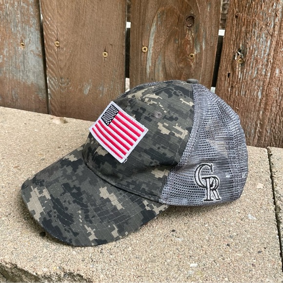 COLORADO ROCKIES MLB Camo Mesh Baseball Cap Flag Patch - Picture 1 of 8